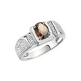 thumbnail image 3 of Rylos 925 Sterling Silver Classic 8X6MM Oval Smoky Quartz & Sparkling Diamond Ring - Birthstone Jewelry for Men -Size 8, 3 of 7