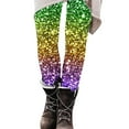 thumbnail image 4 of Hvot&aat Women Mardi Gras Leggings Stretch High Waisted Yoga Pants Sparkly Printed Carnival Party Pant, 4 of 5
