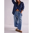 thumbnail image 3 of Women - Jeans Casual Wide Leg Elastic Mid Rise Boyfriend Y2k Loose Denim Pants with Drawstring  S, 3 of 6