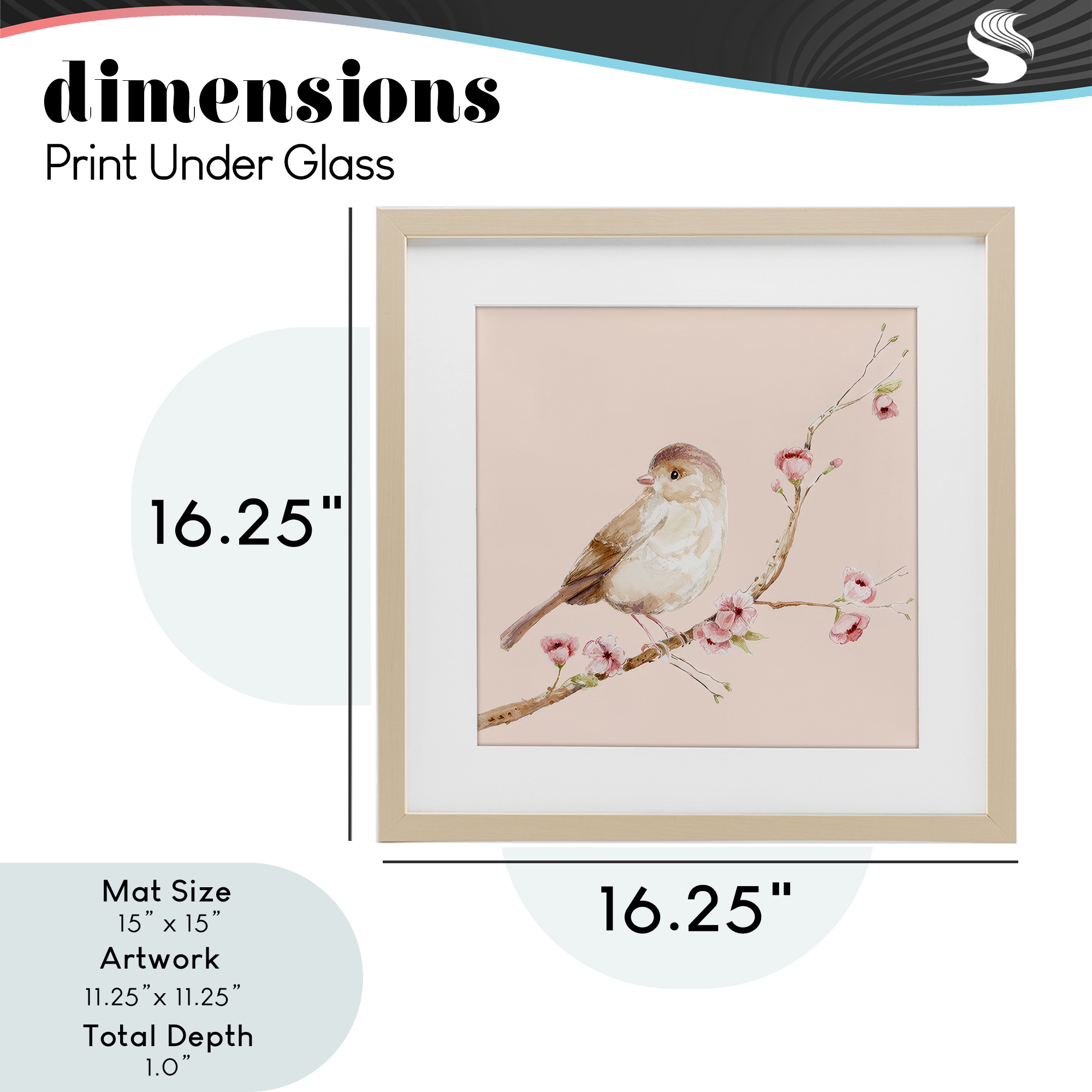 Sweet Brown Bird Perched Birch Framed Print Under Glass, design by Lisa Wehmeyer