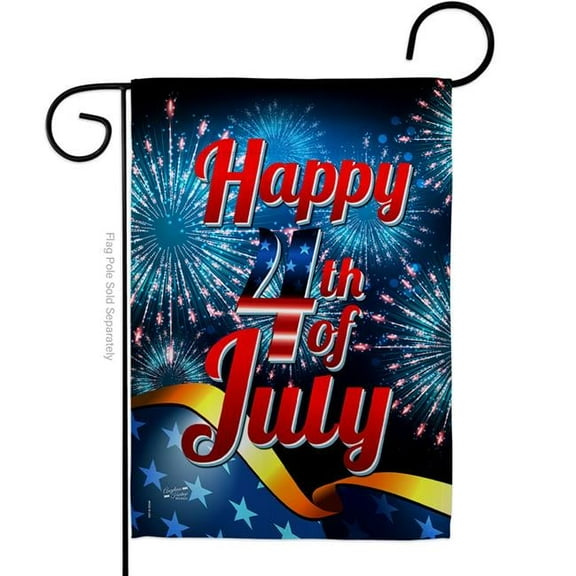 Angeleno Heritage G135022-BO 13 x 18.5 in. Happy 4th of July American Fourth Vertical Garden Flag with Double-Sided House Decoration Banner Yard Gift