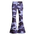 thumbnail image 7 of Spazoro Girls Flare Pants with Pockets, Lightweight Camouflage Print Relaxed Fit Button Closure Retro Bell‑Bottom Trousers for Street Daily Wear Purple Size 13-14, 7 of 7