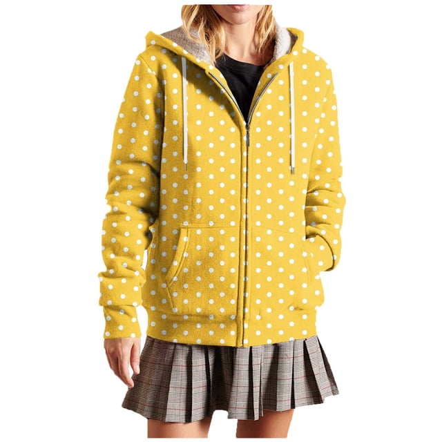 Jackets for Women Oversized Print Hooded Zip Up Jacket with Drawstring Pockets Streetwear Style Fleece Jacket Women