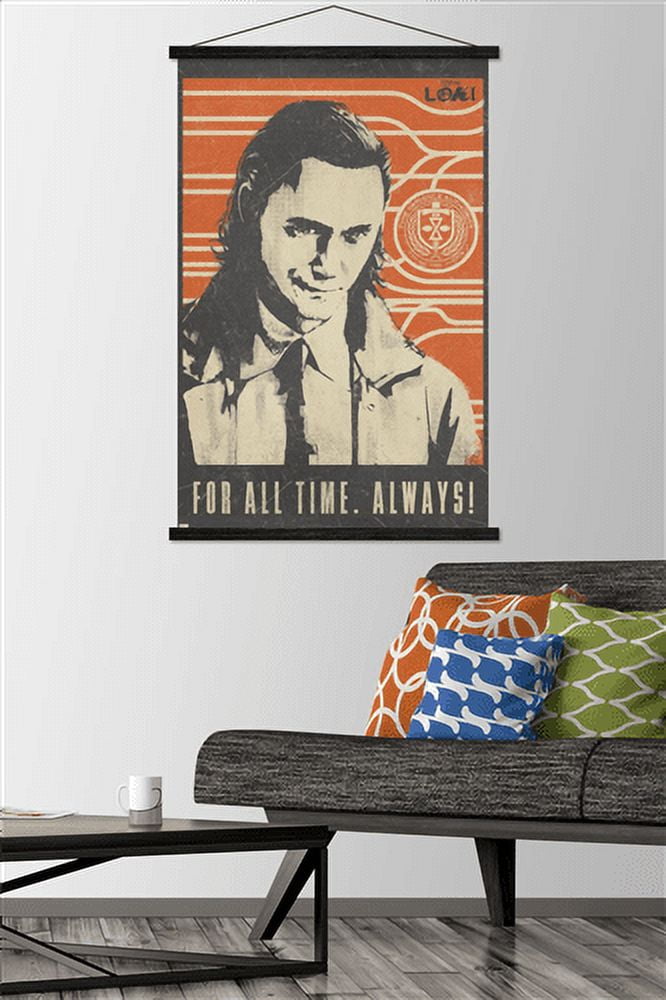 Marvel Loki - For All Time Wall Poster with Wooden Magnetic Frame, 22.375" x 34"