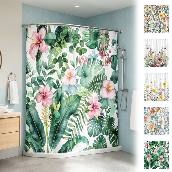 Sahpxhe Shower Curtain Watercolor Wildflower Shower Curtain Liner,Waterproof Bathroom Decoration and Separation with 12 Hooks for Shower,47.2X70.9in,Multicolor-D