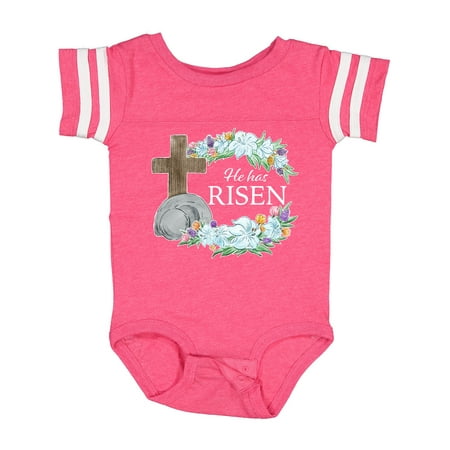 

Inktastic Easter He Has Risen with Cross and Flowers Gift Baby Boy or Baby Girl Bodysuit