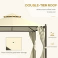 thumbnail image 3 of Outsunny 10' x 12' Outdoor Patio Gazebo Canopy with Polyester Privacy Curtains, Two-Tier Roof, Beige, 3 of 9