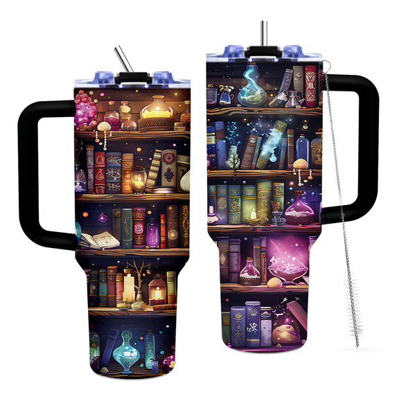 JOPJOLIW Book Lovers Gifts 40oz Tumbler with Handle and Straw, Book Tumbler for Friend, Bookish Gifts for Women Readers Librarian, Book Accessories Stainless Steel Travel Mug 1 Pcs