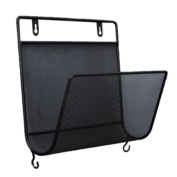 GOOHOCHY Estante de pared de estilo nórdico con malla de hierro doblado, revistero creativo con ganchos pequeños para casa, oficina y tienda (negro)