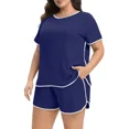 thumbnail image 5 of Cueply Women’s Plus Size Pajama Set Short Sleeve Sleepwear Loungewear 2 Piece Soft Top & Drawstring Shorts with Pockets, 5 of 8