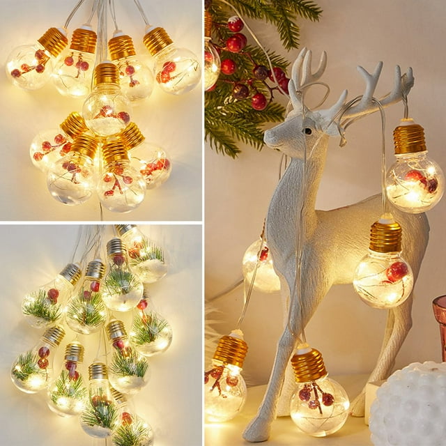 4M LED Fairy String Lights with 10 Bulbs IP55 Waterproof Copper Wire Battery Powered Warm White String Lamp for Christmas