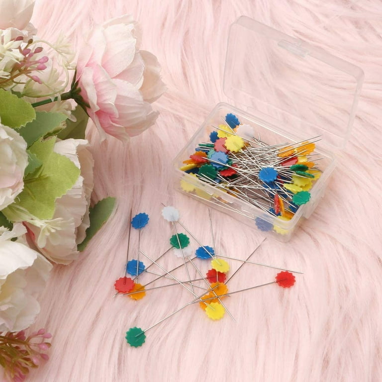 100 Pieces Flat Head Straight Pins Flower Button Head Sewing Pins