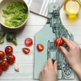 thumbnail image 3 of Steam Engine Cutting Board, Old Fireman Truck Drawing Effect Picture British Antique Transport, Tempered Glass Cutting and Serving Board, Wine Bottle Shape, Charcoal Grey White, by Ambesonne, 3 of 5