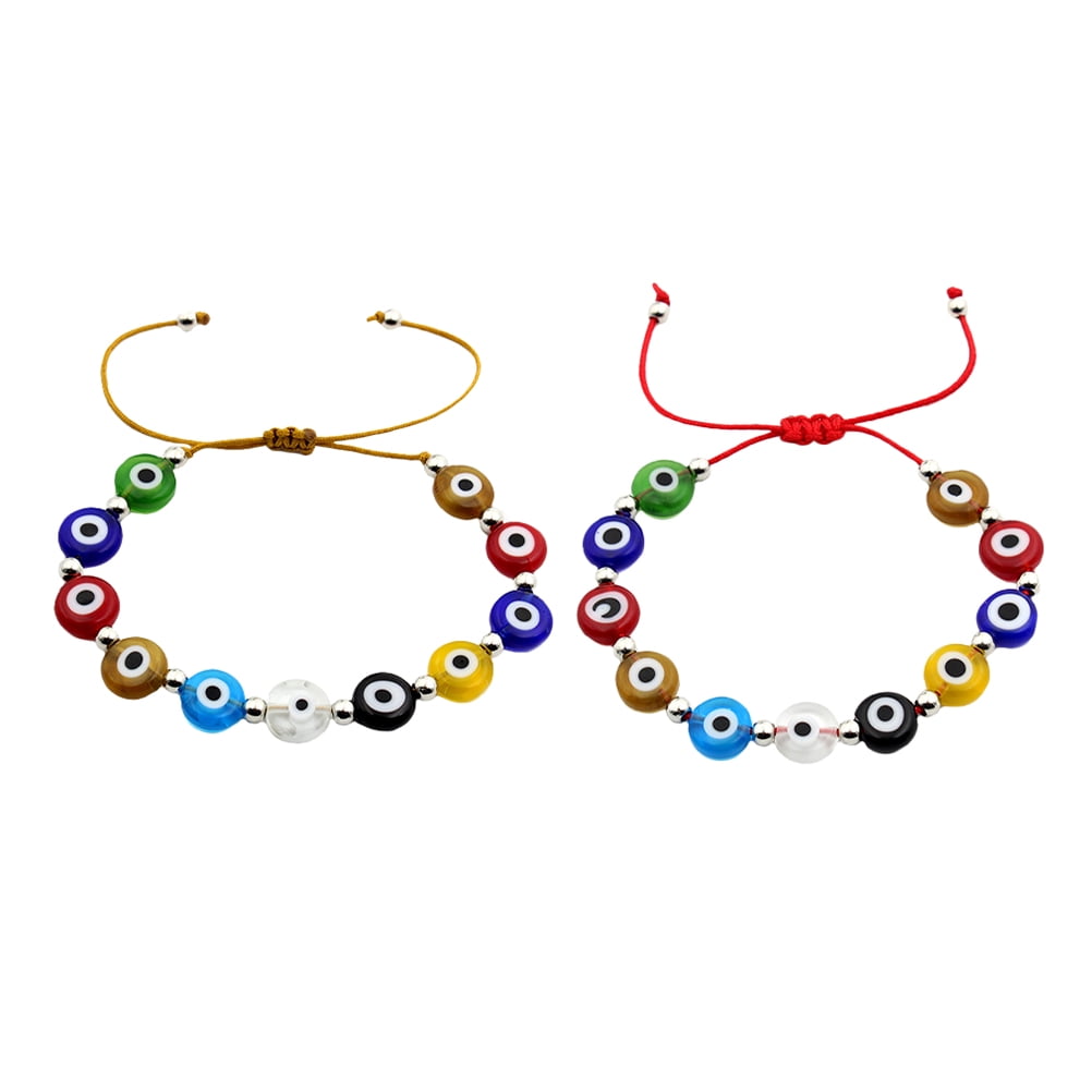 2pcs String Evil Eye Bracelets Beaded Bracelets Adjustable Bracelets for Couples