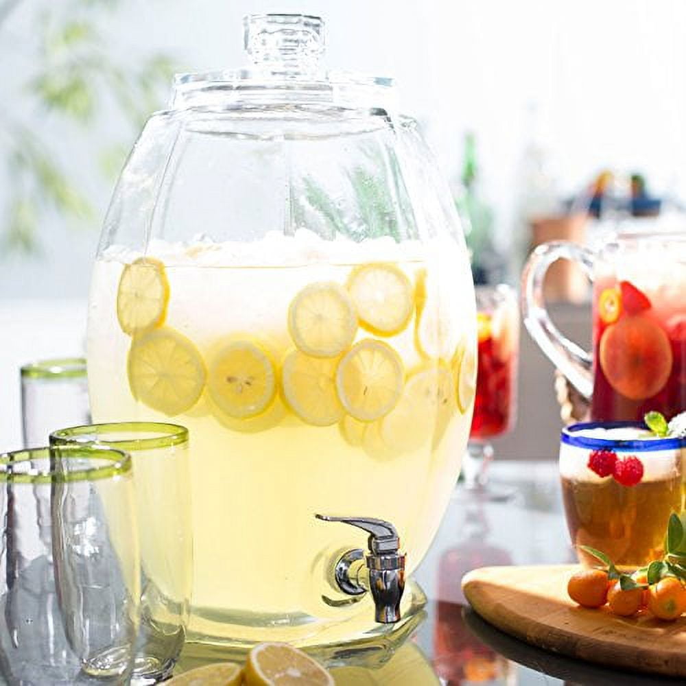 Circleware Charming Double Chalkboard Beverage Dispensers with  Metal Stand Fun Sun Tea Party Entertainment Glassware Glass Water Pitcher  for Iced Cold Punch Drinks, 1 Gallon Each, Clear: Iced Beverage Dispensers