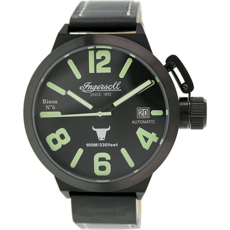 Ingersoll Men's Bison No. 6 IN8900BBK Black Leather Automatic Watch