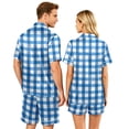 thumbnail image 5 of Dwelliawo Plaid Pajama Sets for Men with Pockets Lightweight 2 Piece Pajamas Mens Casual Short Sleeve Button-Down Shirts and Shorts Loungewear Outfits White L, 5 of 5