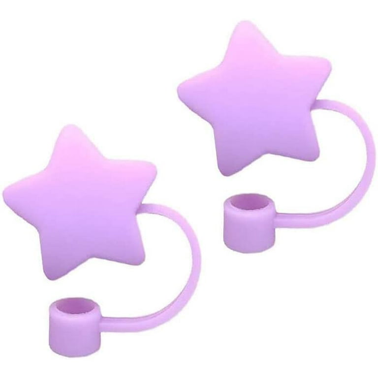 2pcs Cute Straw Tips Cover Straw Covers Cap for Reusable Straws Straw Protector Cute Holiday Style (Purple Star)
