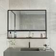 thumbnail image 5 of 30"x22" Home Decorative Rectangle Iron Wall Mounted Mirror with Shelf,Black, 5 of 6
