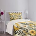 thumbnail image 3 of Ambesonne Floral Eucalyptus Quilted Bedspread Set 2 Pcs, Botanical Chevron, Twin Size, Mustard and Laurel Green, 3 of 5