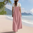 thumbnail image 4 of ZQUUVOU Women's Jumpsuit Casual Solid-Color Button Pocket Long Trousers(Pink,XL), 4 of 7
