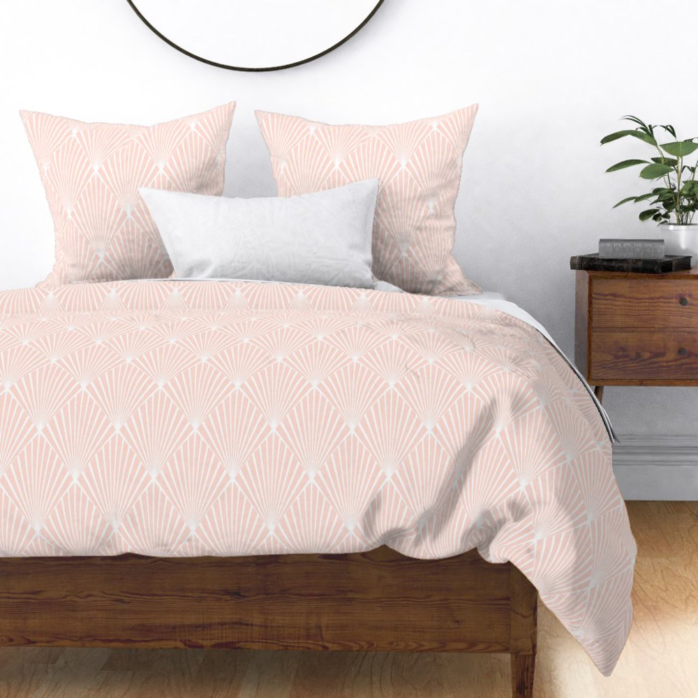 Blush Geometric Pink Jumbo Fan Sateen Duvet Cover by Roostery Walmart