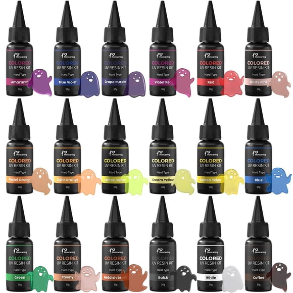 Kit de Resina UV Honcaring, 18 Colores, 20 g Cada uno, Curado Rápido