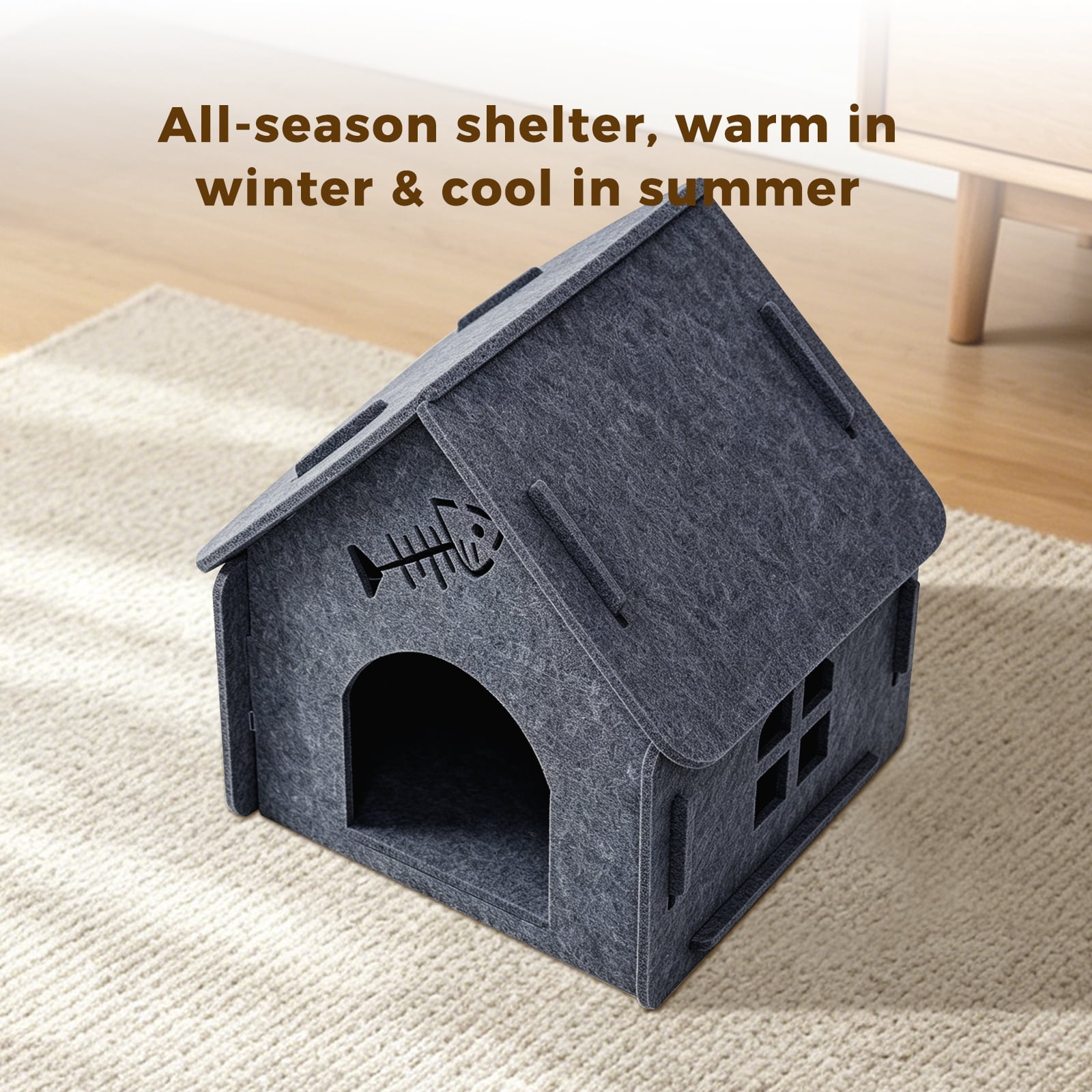 Pet Cat Nest House, Removable Condo Shelter Indoor Cozy Washable Soft Sleeping House, Gray 40*35*40cm