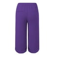 thumbnail image 5 of vigerkar Wide Leg Capri Pants for Women Plus Size Cotton Linen Bermuda Shorts Casual Summer Lounge Trousers Quick Dry Beach Pant Purple, L, 5 of 5