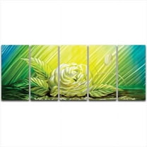 Metal Artscape MA10037 59 X 24 in. Yellow Rose 5-Paneled Handmade Metal Wall Art