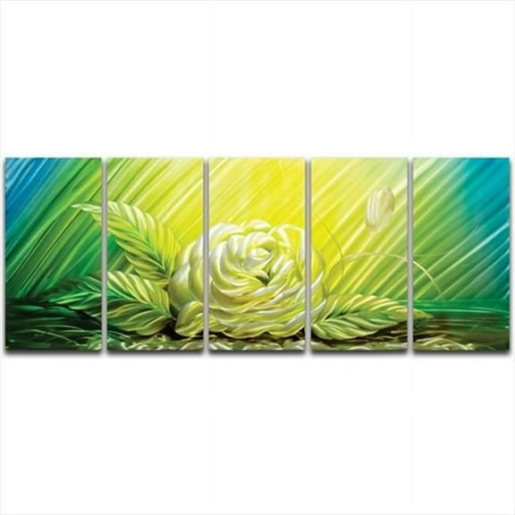 Metal Artscape MA10037 59 X 24 in. Yellow Rose 5-Paneled Handmade Metal Wall Art