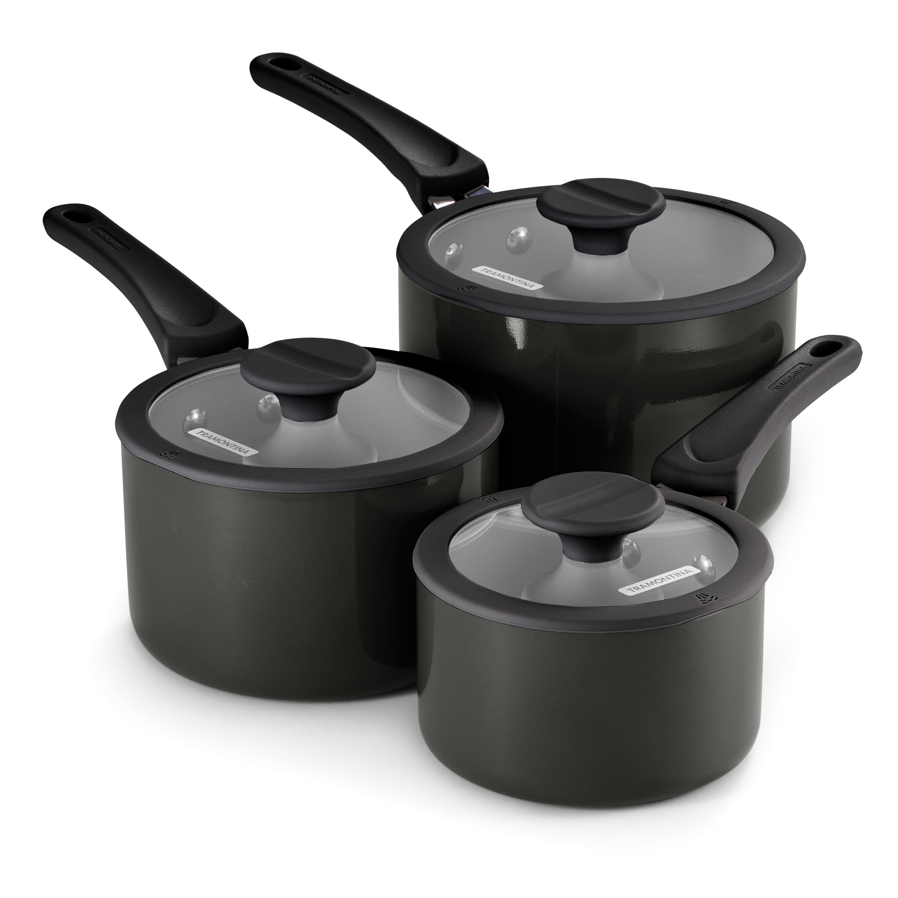 Tramontina 6 Piece Ceramic Nonstick Nesting Cookware Set β Stackable, Space Saving Set - Dark Gray