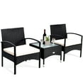 thumbnail image 3 of Costway 3 PCS Furniture Set Table & 2 Chair Patio Wicker Rattan W/Cushion, 3 of 10