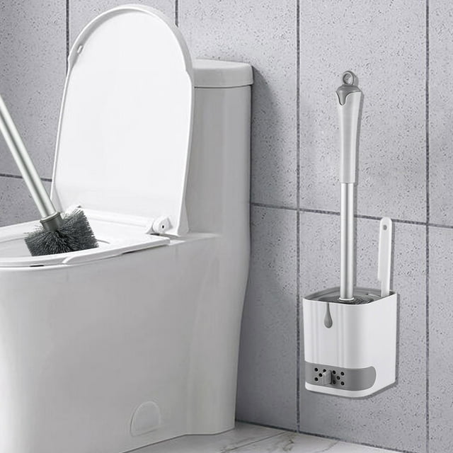 Multifunctional Wall Double Head Toilet Cleaning Brush Long Handle For Cleaning Without Dead Corners Built In Tray And Non Slip Base