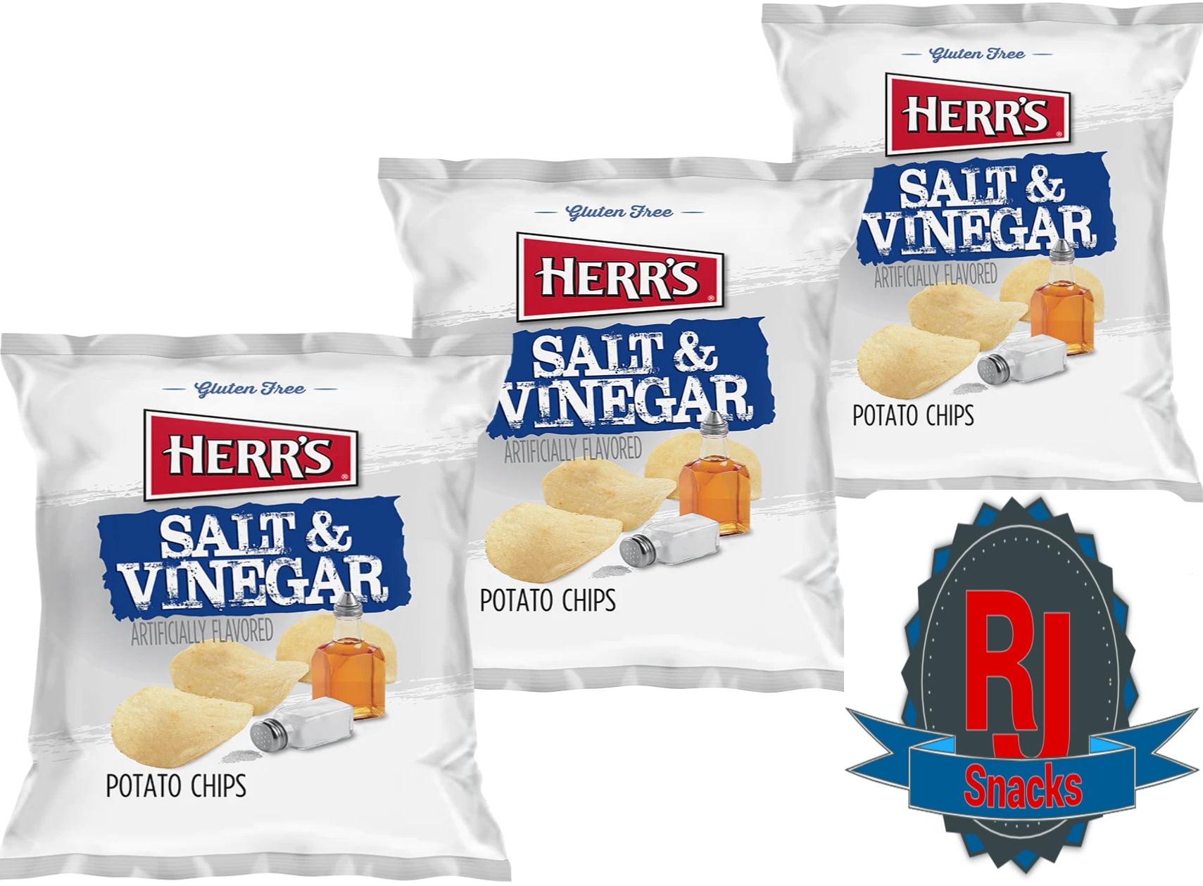 Herr`s Salt & Vinegar Potato Chips 1 oz Pack of 24 (Curated by RJ Snacks)