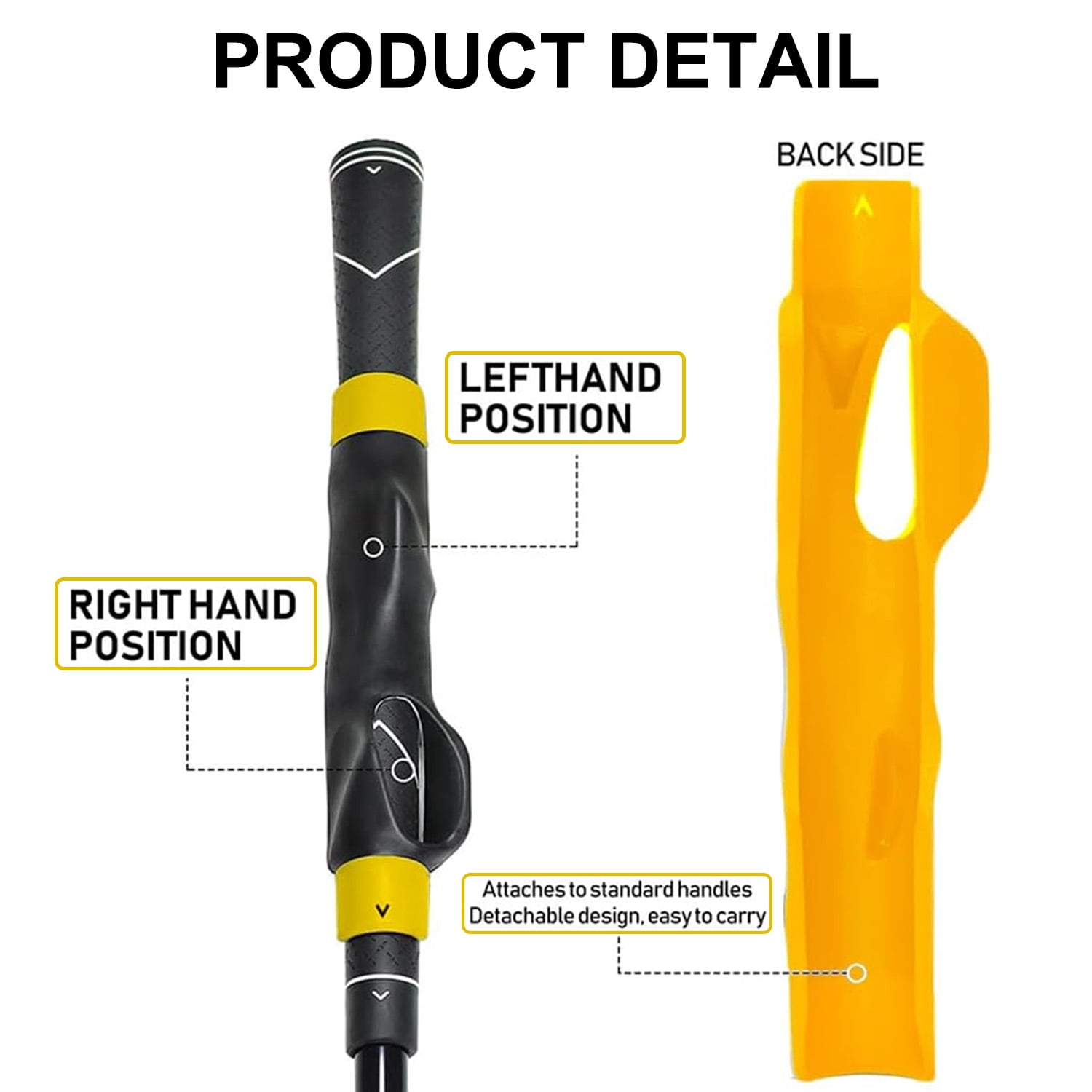 Quanmin 2 Pcs Golf Grip Trainer Training Aid Swing Trainer Attachment for Improving Hand Positioning Right Handed Golf Club Grip Beginner Correct Posture, Black&Yellow