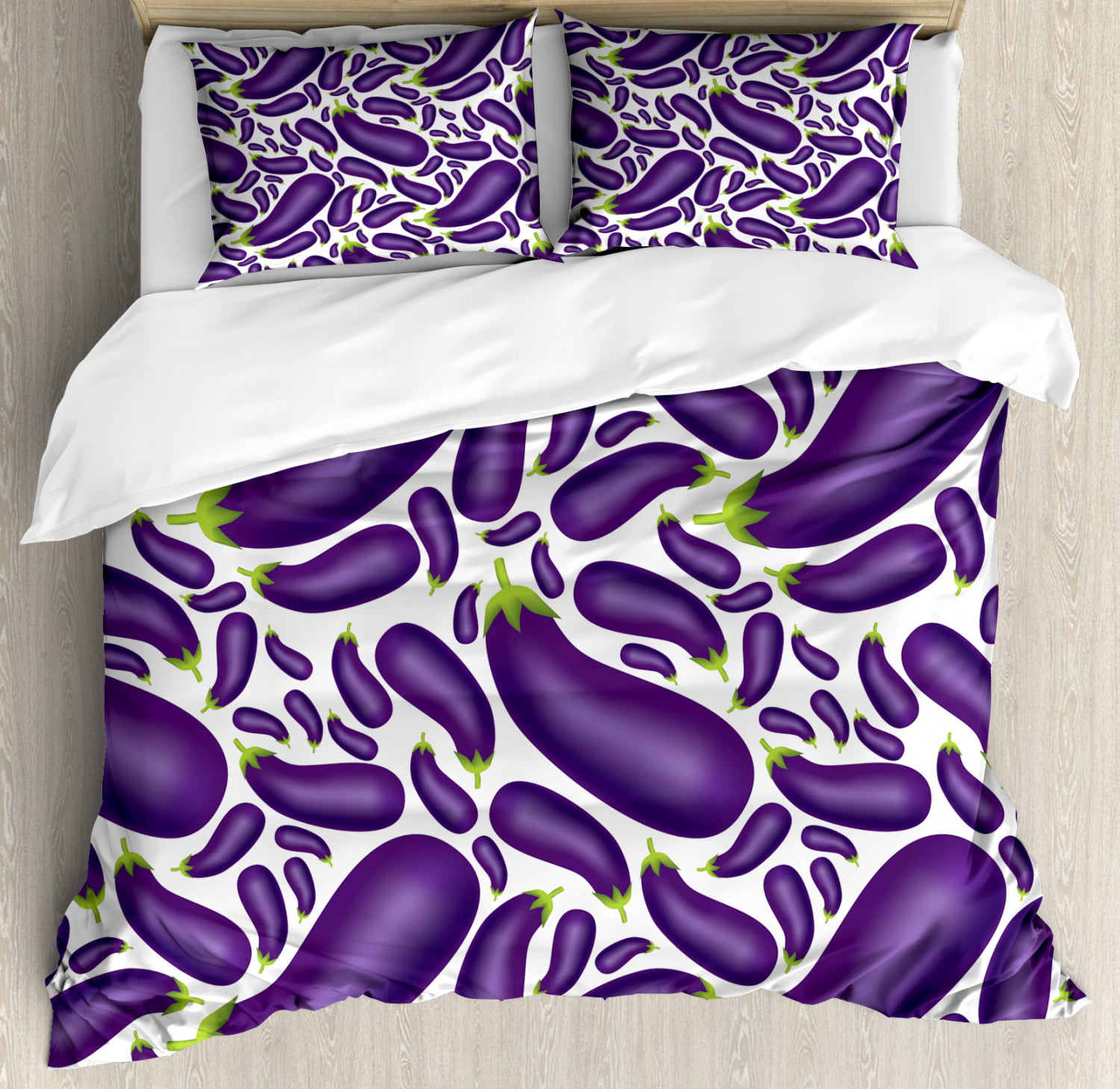 100% Cotton King Size Aubergine 200TC Bed Set Duvet Quilt Cover With Pillowcases 