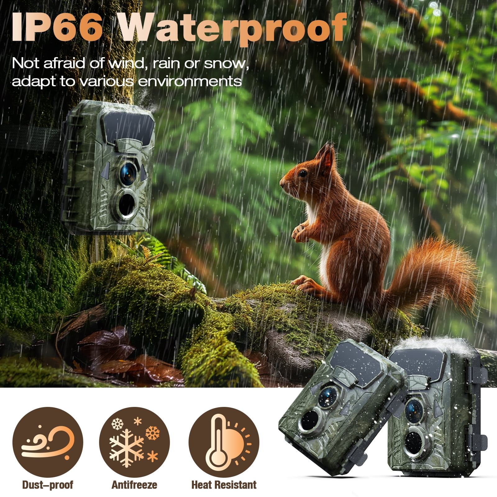 CAMPARK 2 PACK Trail Camera 4K 48MP Game Deer Camera with PIR 2PCS LEDs Infrared Night Vision Waterproof 120° Wide Angel 2.0" LCD Hunting Trail Cam for Wildlife Monitor