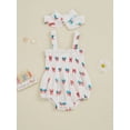 thumbnail image 3 of Baby Toddler Girls Fourth of July Outfits 3 6 12 18 Months Sleeveless Shirred Romper + Headband Set Newborn Clothes, 3 of 9