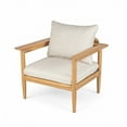 thumbnail image 3 of Christopher Knight Home 3-Piece Outdoor Chat Set, Solid Wood Frame with Beige Cushions, Light Teak, 3 of 13