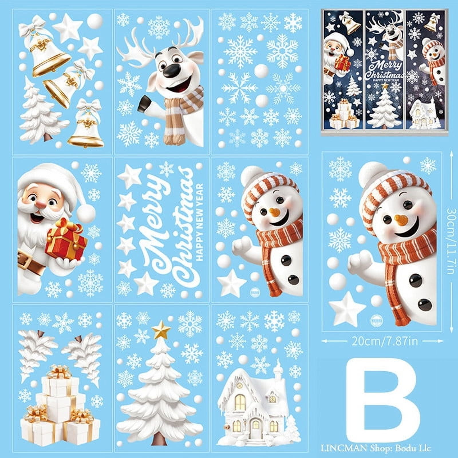 Glitter Snowflake Window Clings, 147PCS Silver Sparkling Christmas Window Clings Winter Wonderland Decorations for Home Christmas Party (Glitter Snowflake)