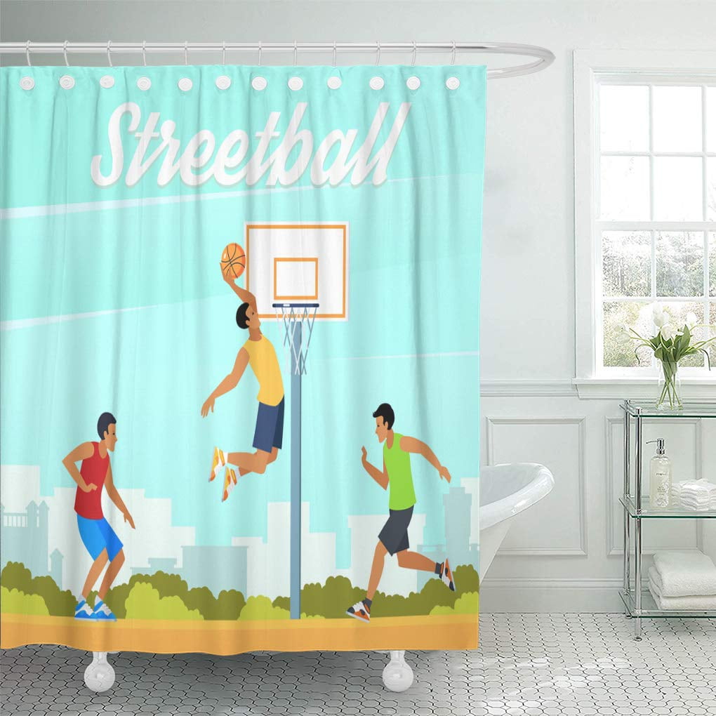 CYNLON Dunk Group of Young People Playing Street Basketball Bathroom