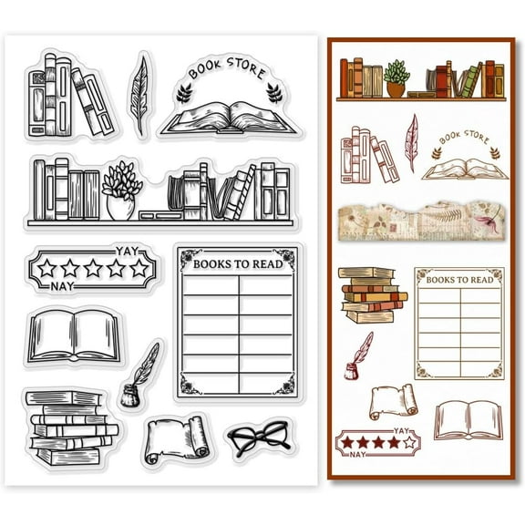 Comprehensive Bookshelf Stamps - Silicone Clear & Transparent Stamps