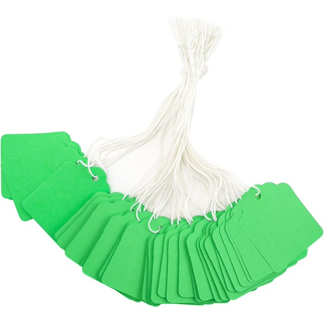 joycraft 200PCS Price Tags, 45mm x 35mm Price Tags with String Attached, Green Merchandise Hanging Labels, Writable Marking Tags for Jewelry, Clothing and Gift Tags
