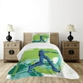 thumbnail image 4 of Ambesonne Sports Quilted Bedspread Set 2 Pcs, Cricket Player Pitching, Twin Size, Lime Green Turquoise, 4 of 5