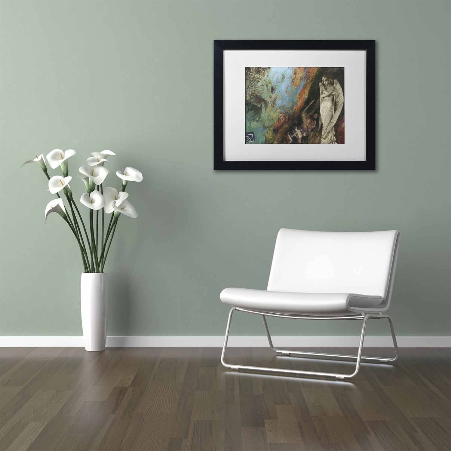 Trademark Fine Art 'Green Angel' Canvas Art by Nick Bantock, White Matte, Black Frame