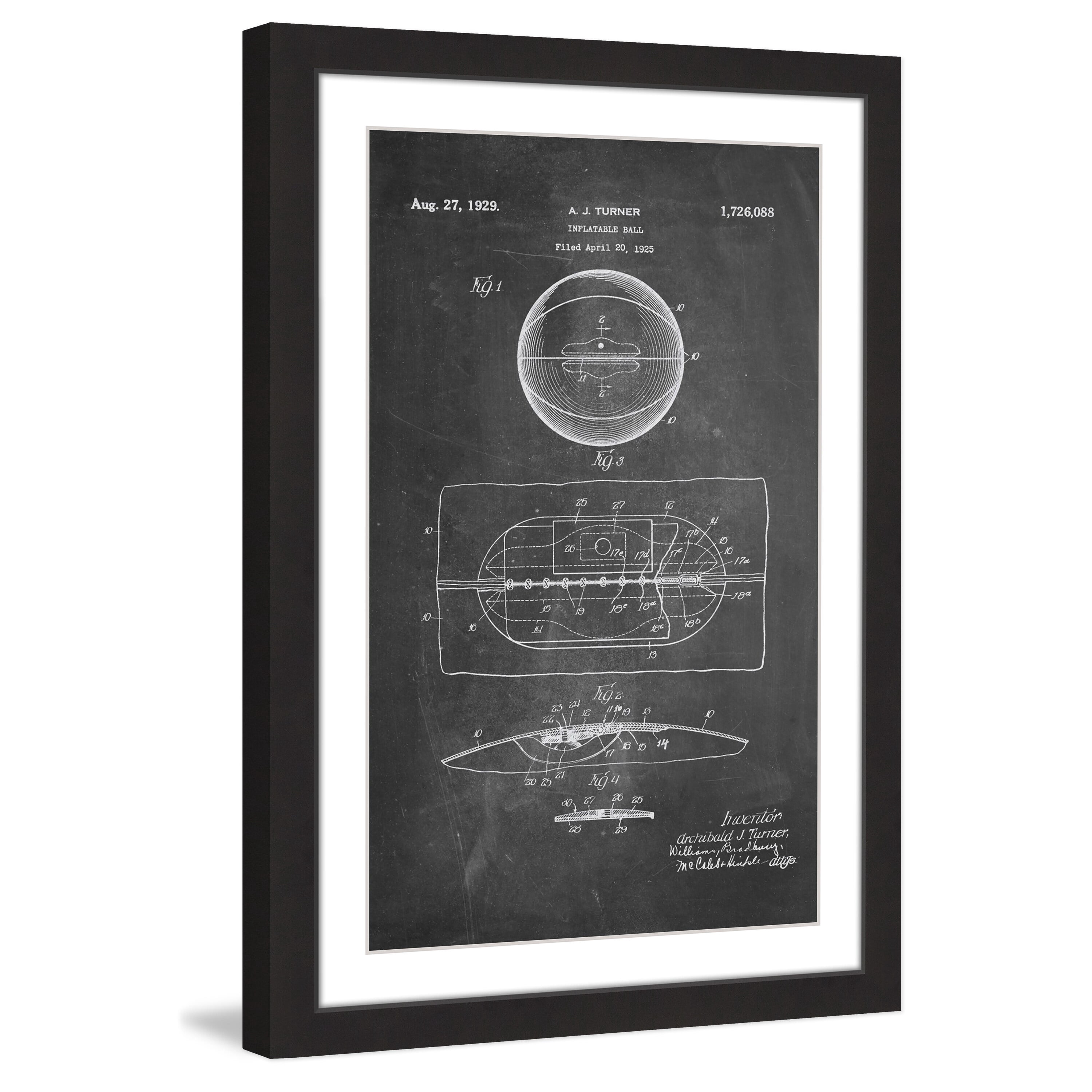 "Basketball 1925 Chalk" Framed Painting Print