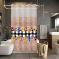 thumbnail image 3 of Spring Flowers No Hook Shower Curtain with Snap in Liner Watercolor Pink Yellow Purple Floral Black Plaid Brown Wood Grain Waterproof Bathroom Shower Curtain with See Through Top Window 54" x 78", 3 of 9