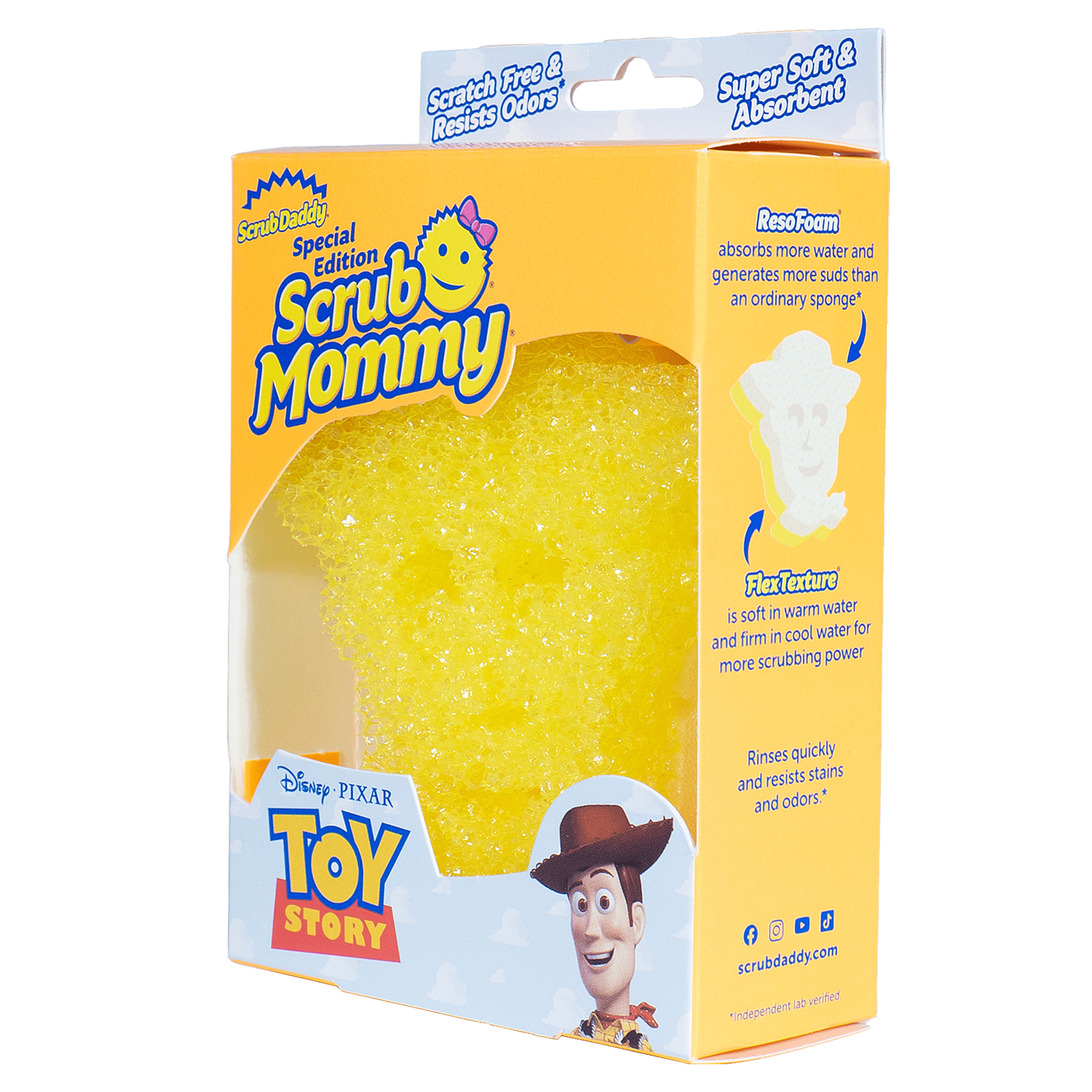 Scrub Daddy Scrub Mommy Disney Toy Story Yellow Woody Non-Scratch Cleaning Sponge