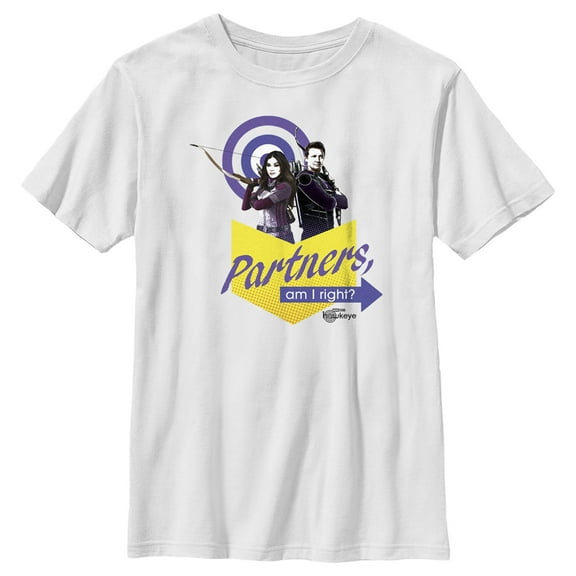 Boy's Marvel Hawkeye Partners, Am I Right?  Graphic Tee White Medium